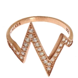 Pink Gold 925 Silver Womens Clear Ring