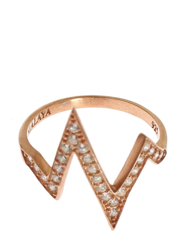 Pink Gold 925 Silver Womens Clear Ring