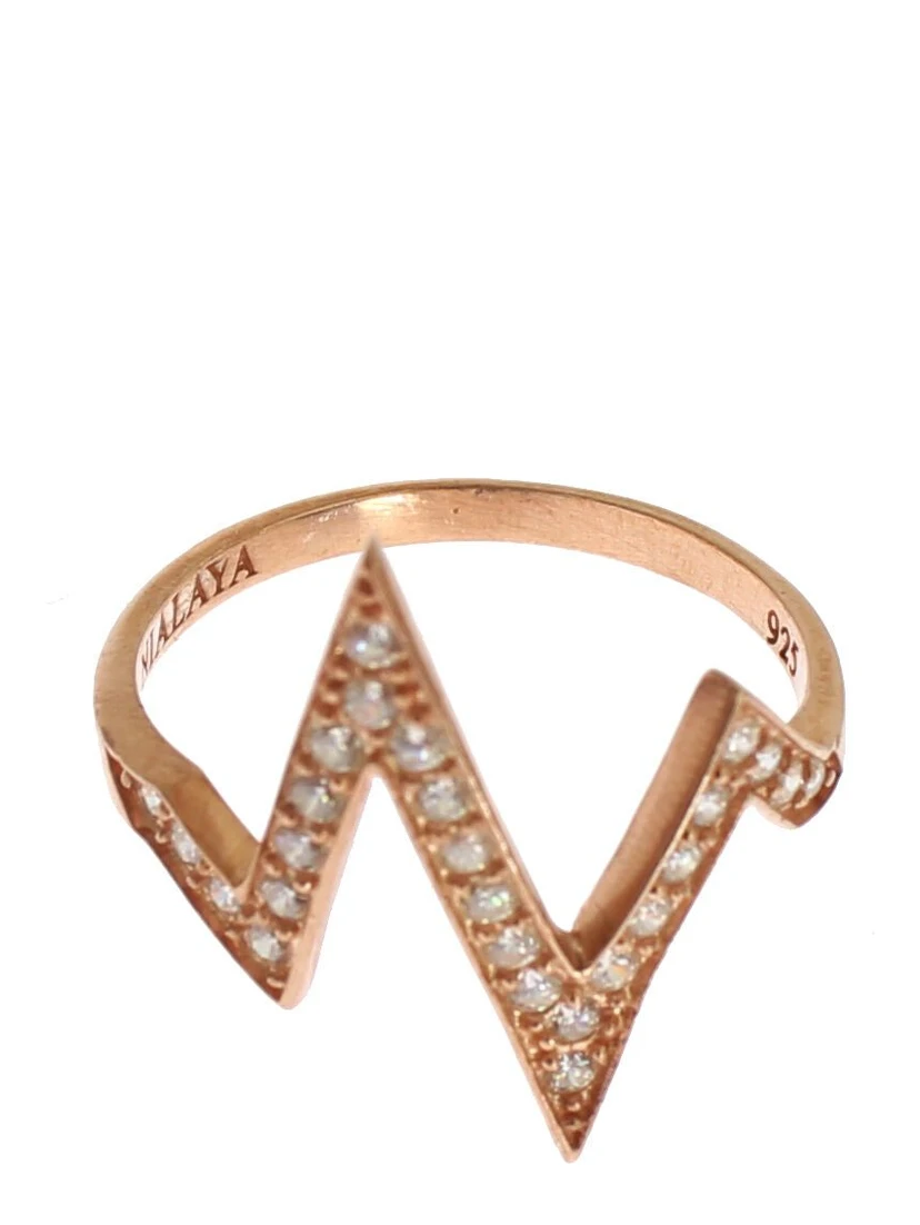 Pink Gold 925 Silver Womens Clear Ring