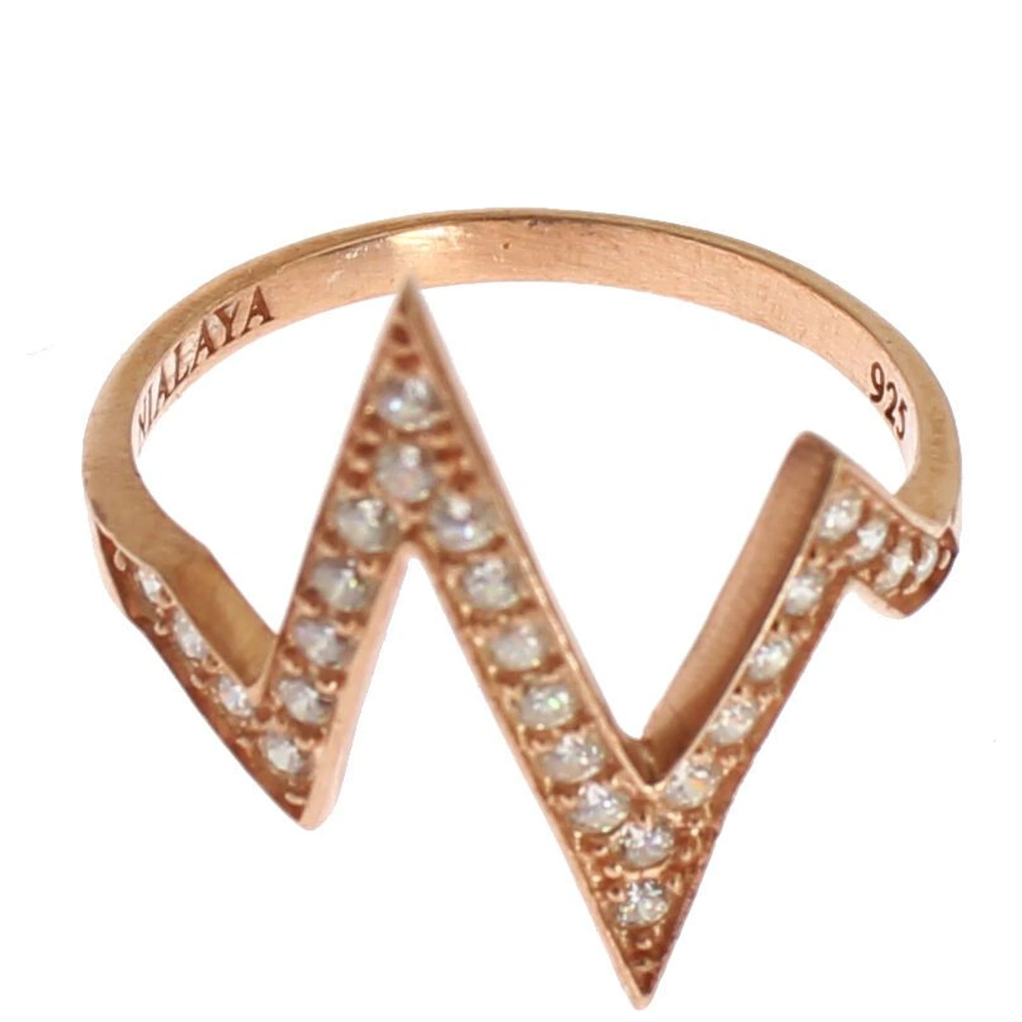 Pink Gold 925 Silver Womens Clear Ring