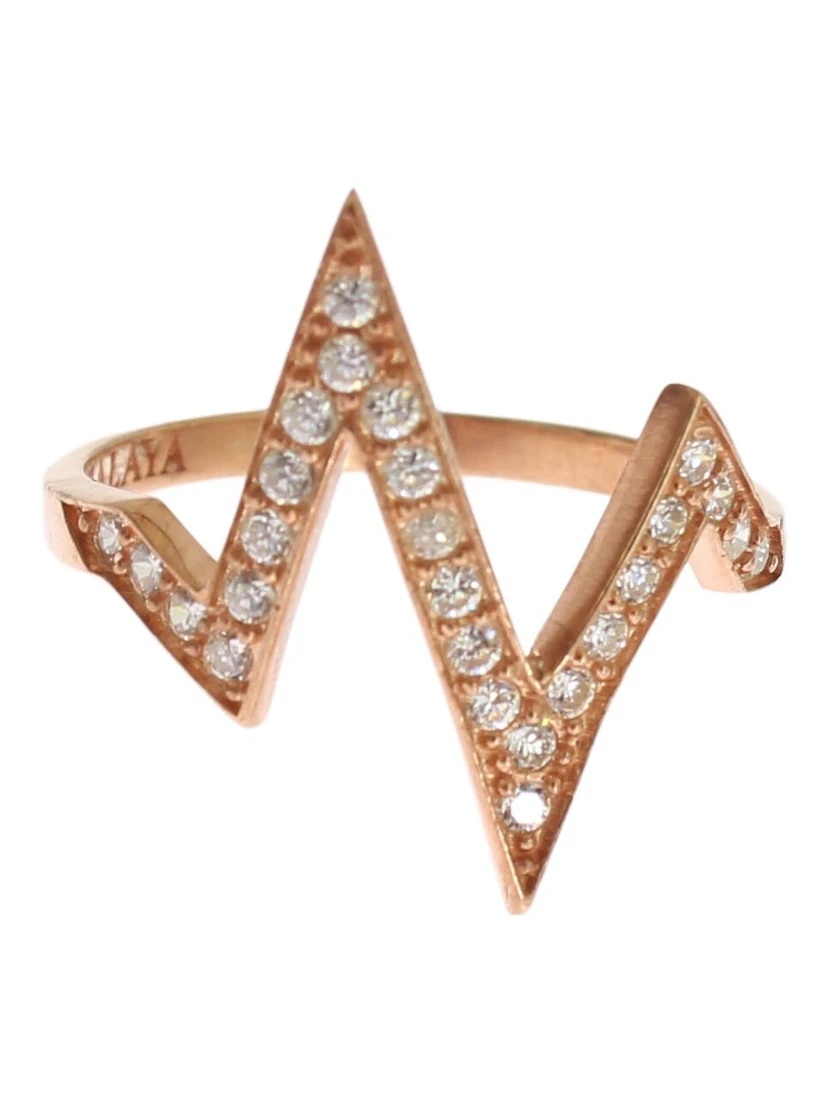 Pink Gold 925 Silver Womens Clear Ring