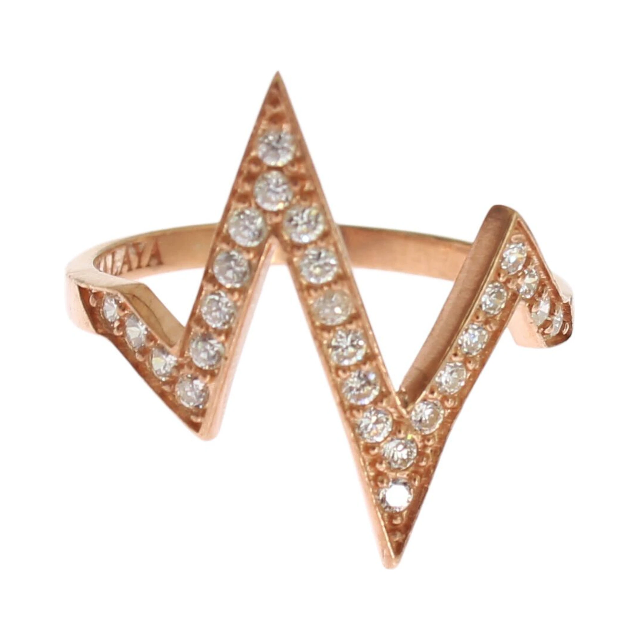 Pink Gold 925 Silver Womens Clear Ring