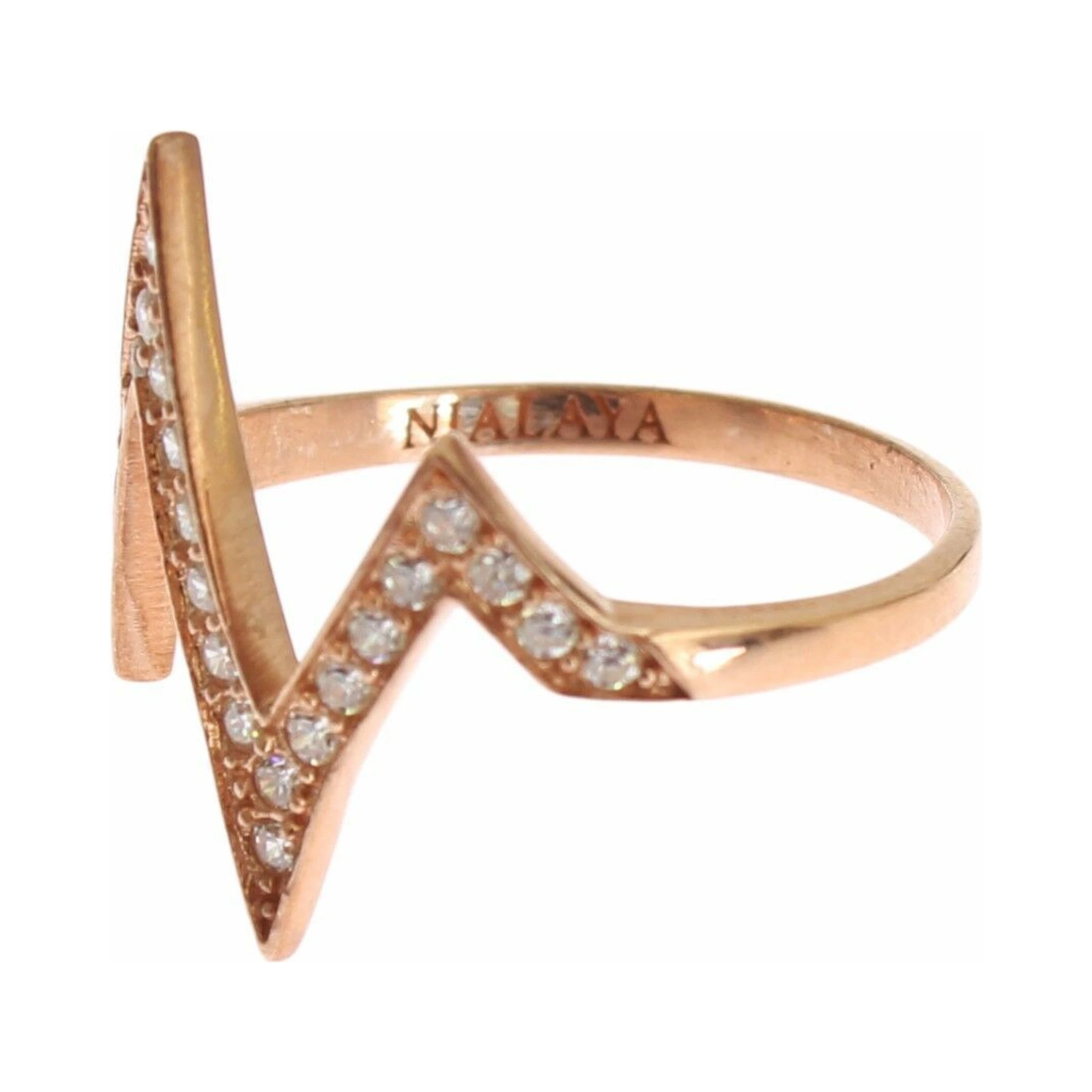 Pink Gold 925 Silver Womens Clear Ring