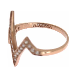 Pink Gold 925 Silver Womens Clear Ring