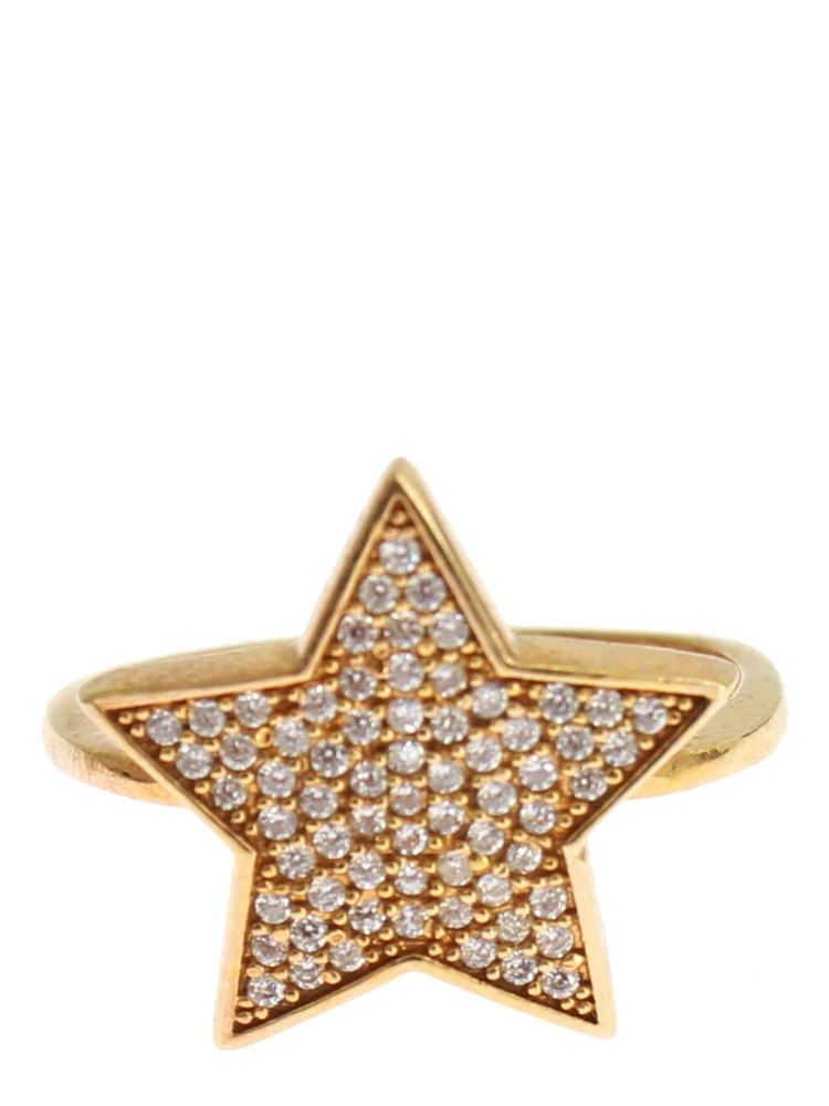 Star Gold 925 Silver Womens Clear Ring
