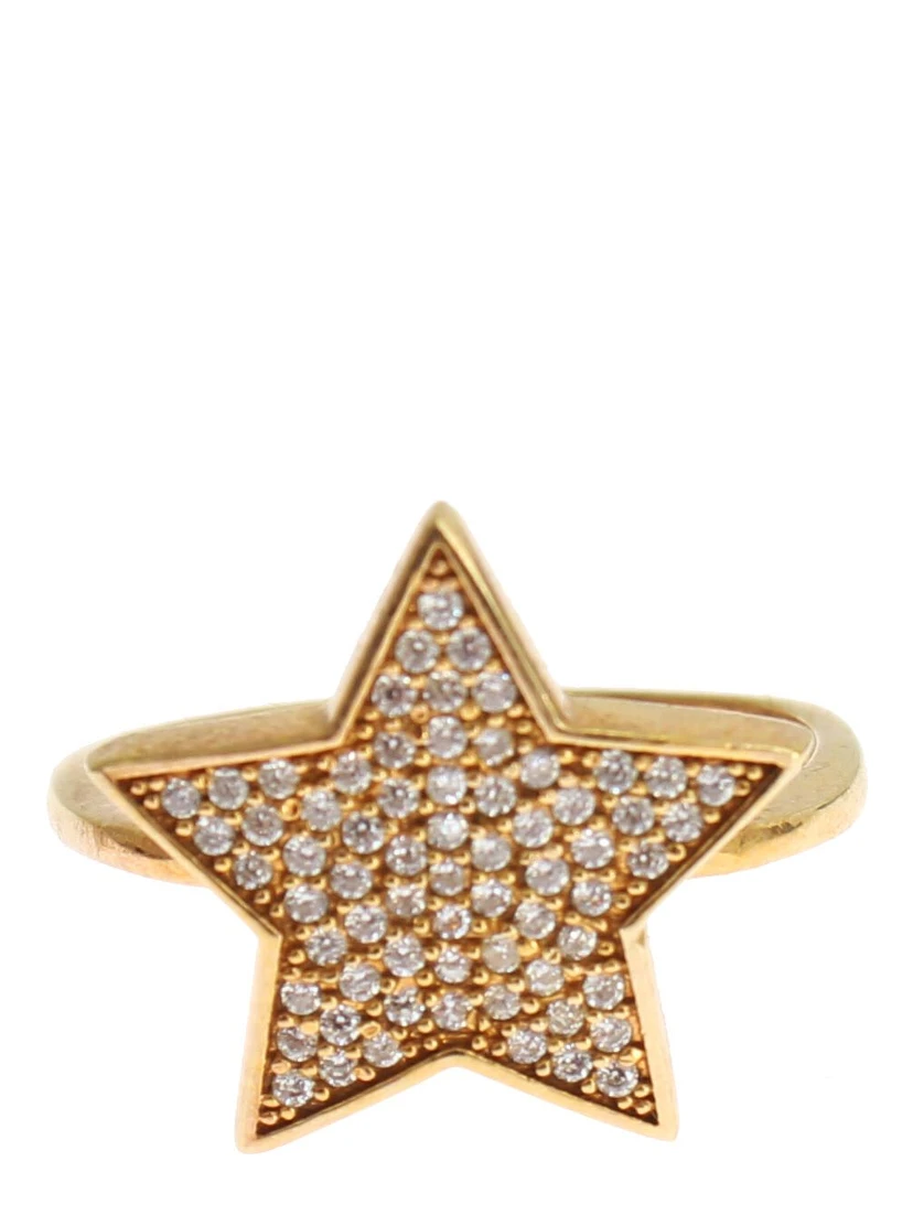 Star Gold 925 Silver Womens Clear Ring