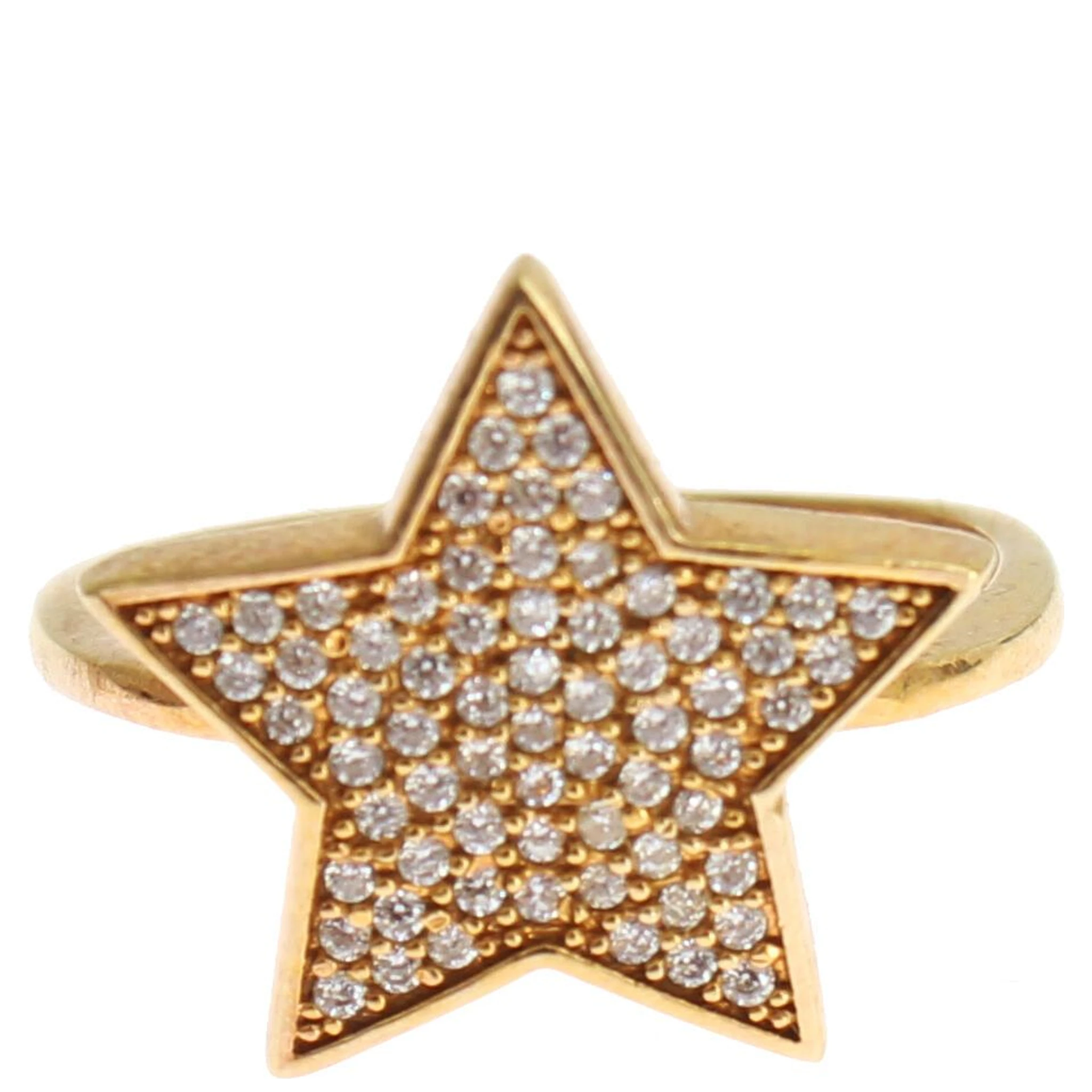 Star Gold 925 Silver Womens Clear Ring