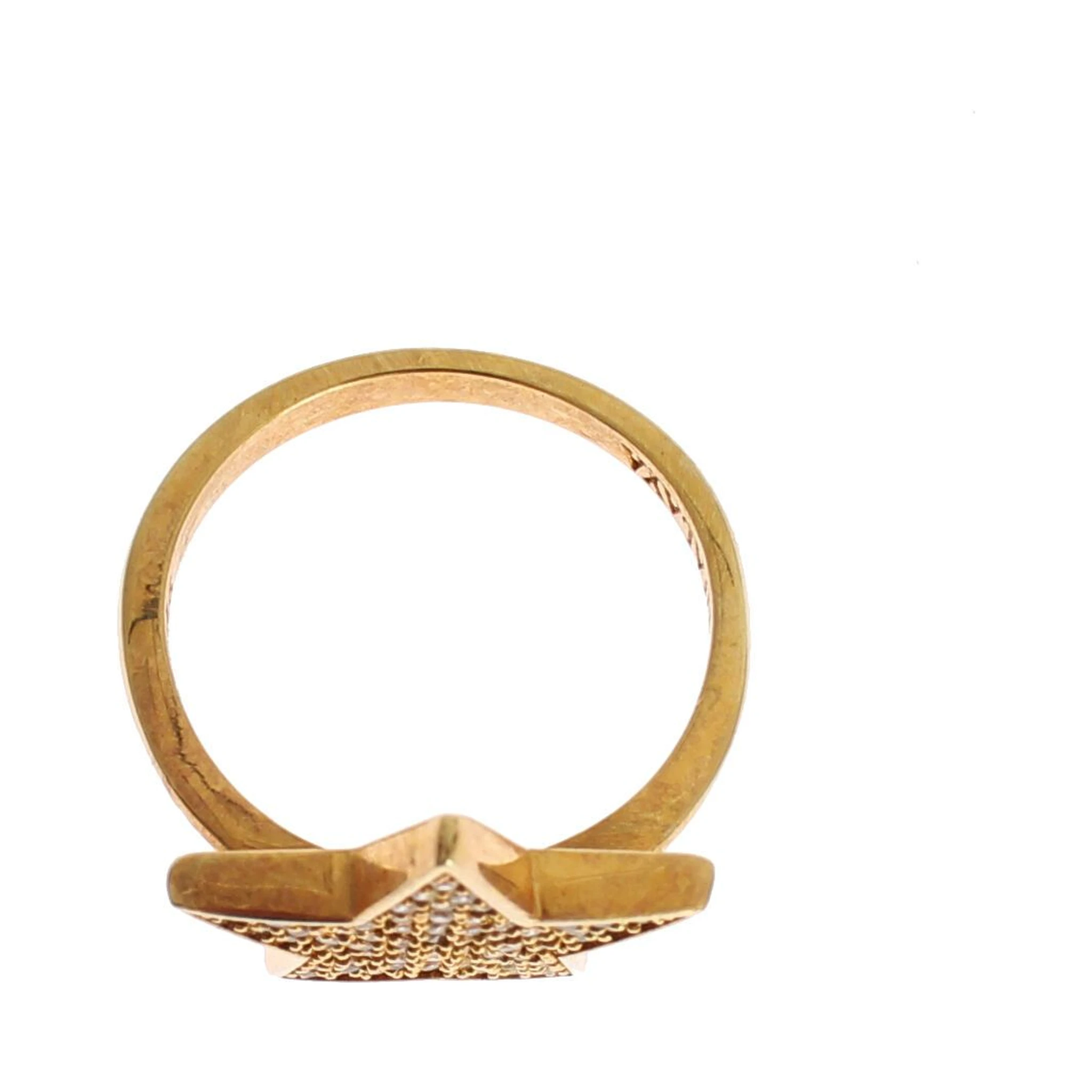 Star Gold 925 Silver Womens Clear Ring