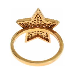 Star Gold 925 Silver Womens Clear Ring