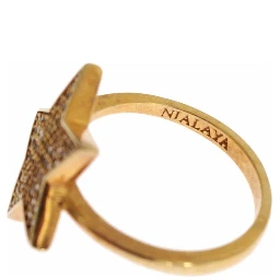 Star Gold 925 Silver Womens Clear Ring