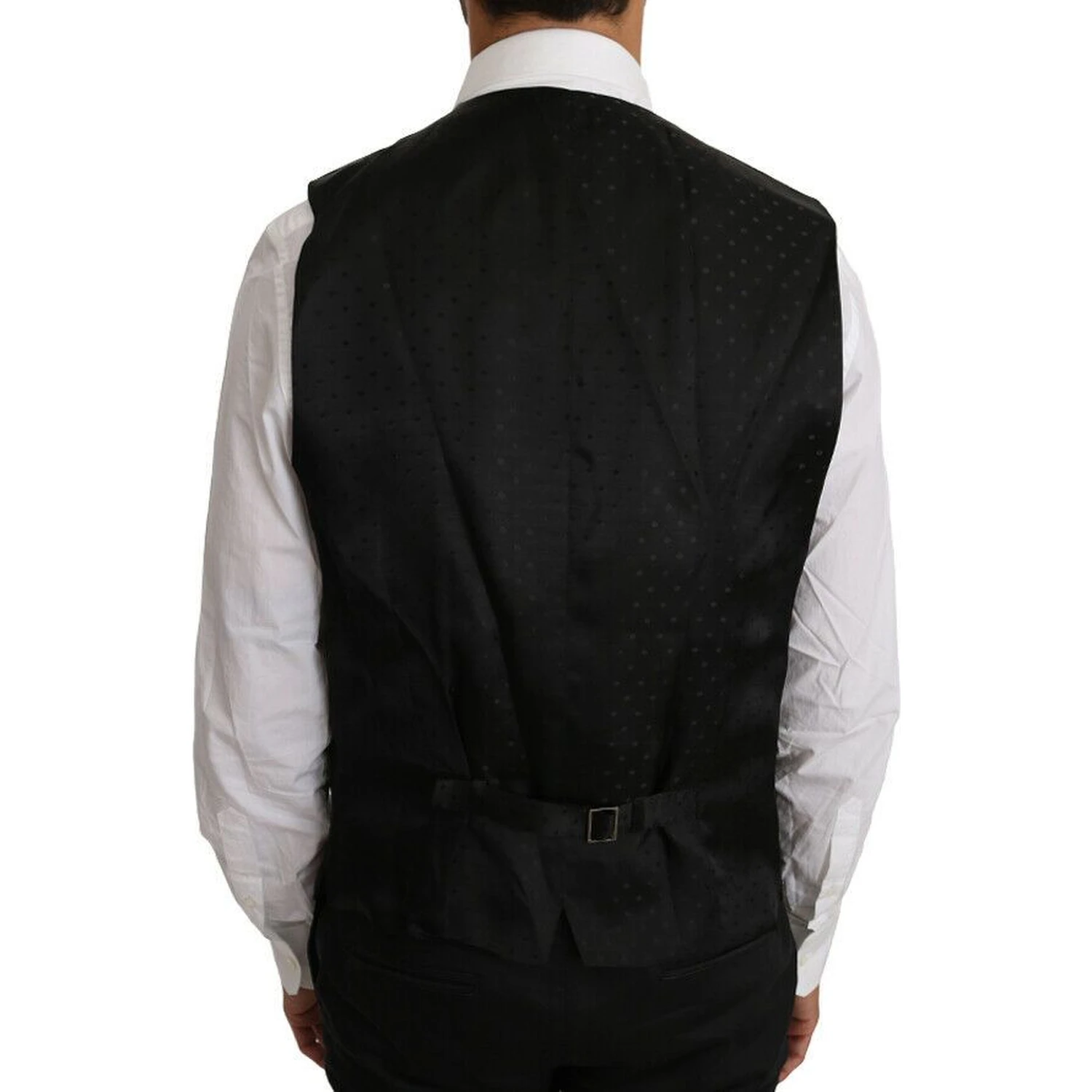 Black Solid Wool Silk Vest