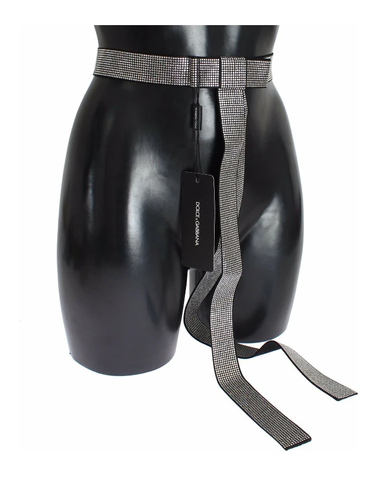 Black Silk Clear Crystal Bow Waist Belt alternative