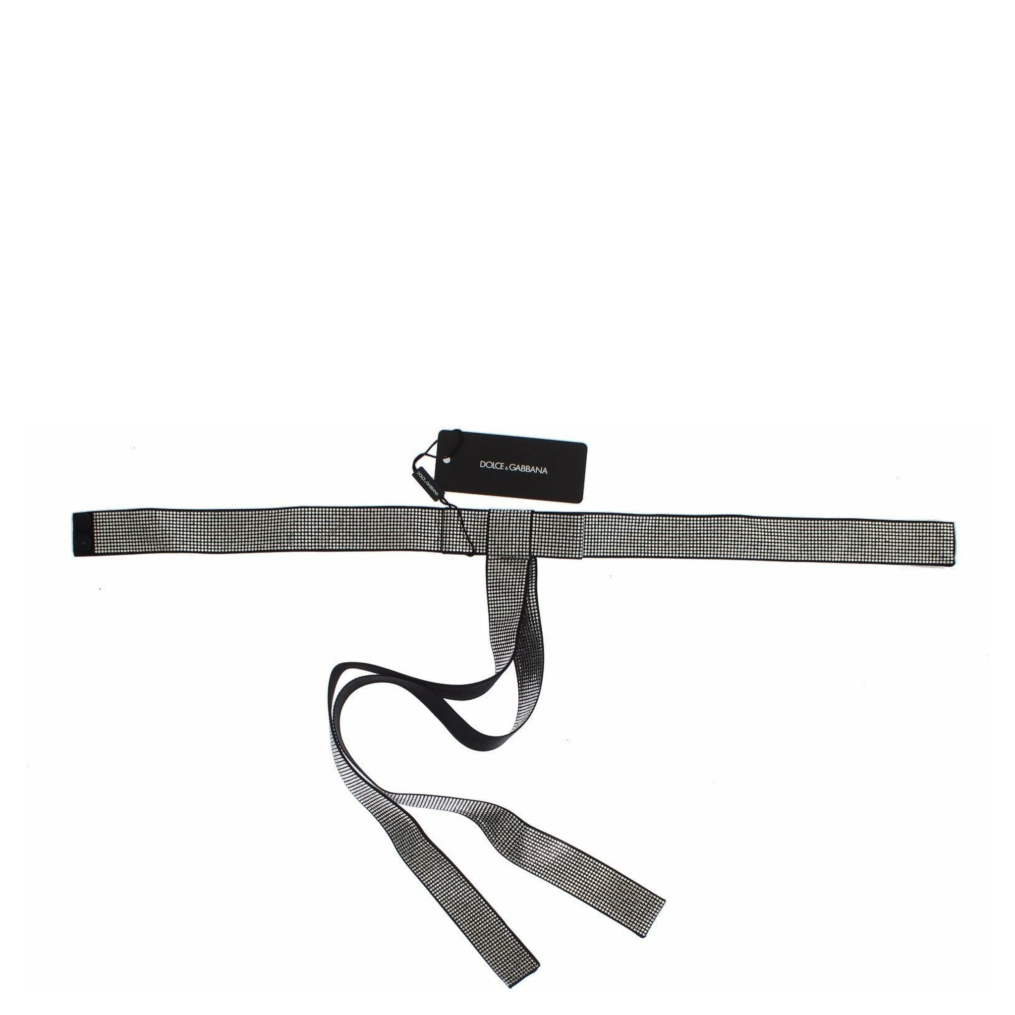 Black Silk Clear Crystal Bow Waist Belt