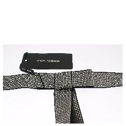 Black Silk Clear Crystal Bow Waist Belt