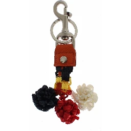 Multicolor Raffia Leather Clasp Finder Chain Keyring