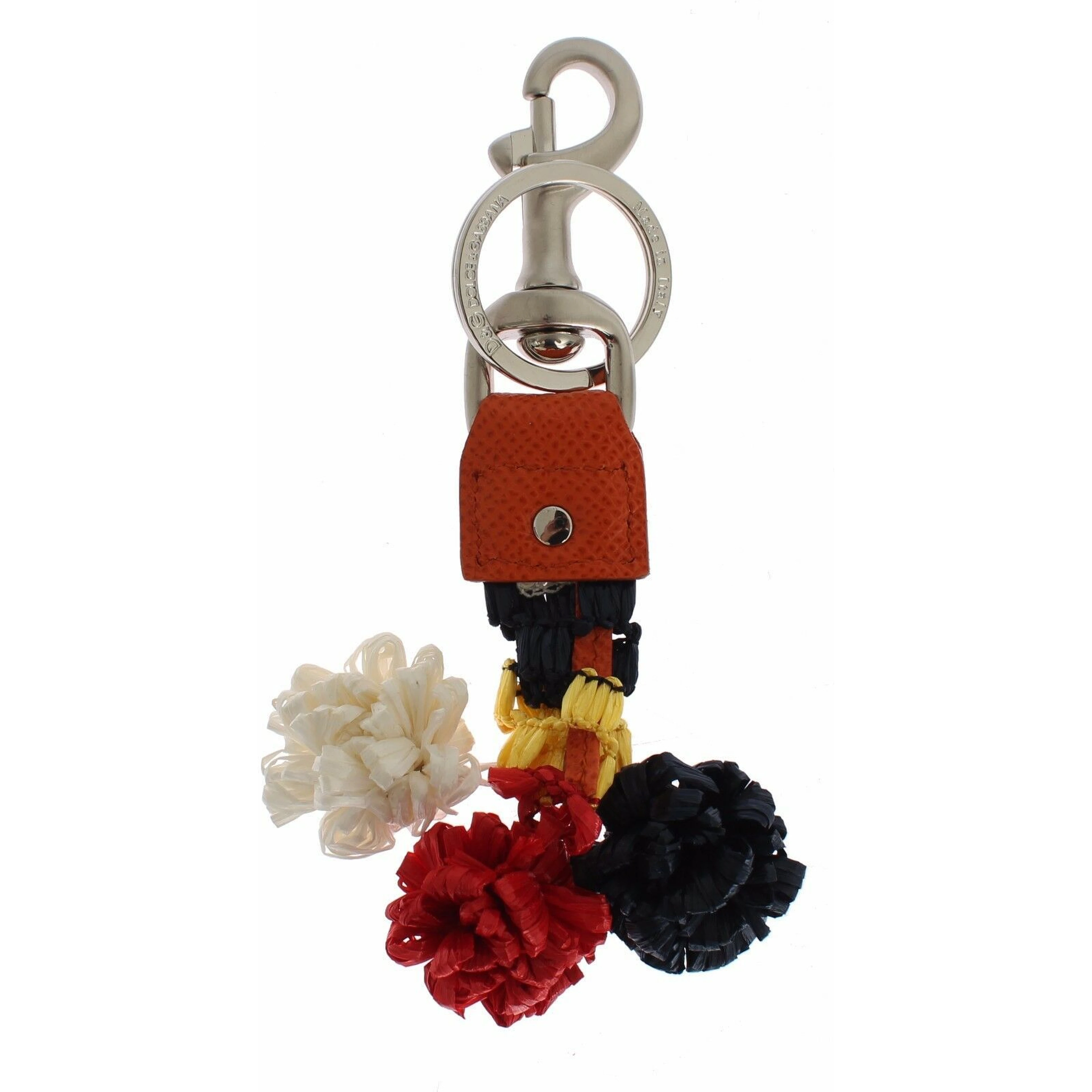 Multicolor Raffia Leather Clasp Finder Chain Keyring