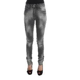 Gray Wash Cotton Blend Slim Fit Denim Jeans Pants
