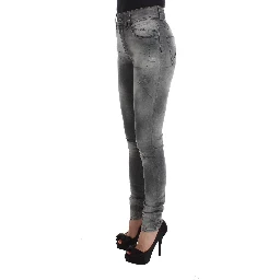 Gray Wash Cotton Blend Slim Fit Denim Jeans Pants