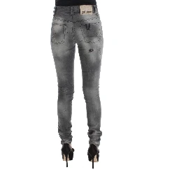 Gray Wash Cotton Blend Slim Fit Denim Jeans Pants