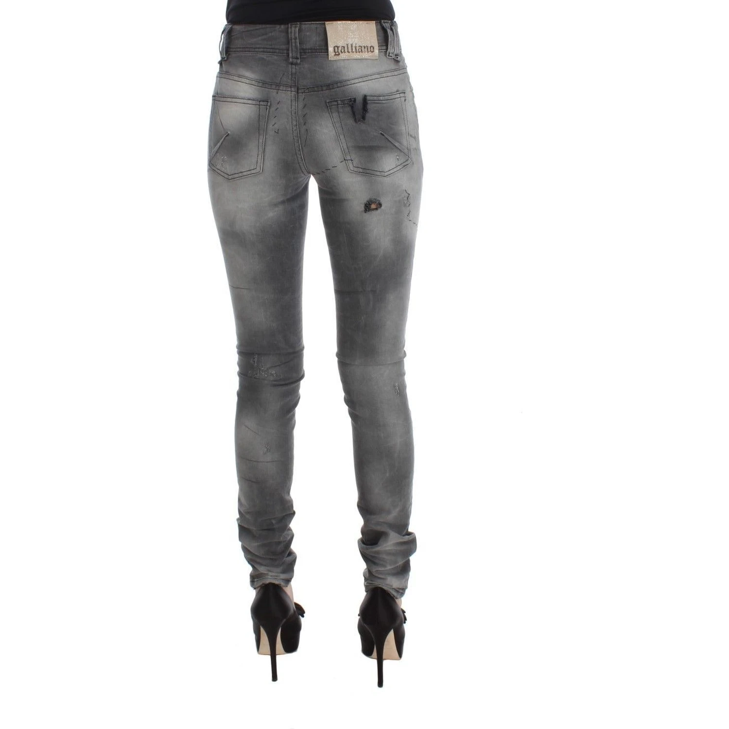 Gray Wash Cotton Blend Slim Fit Denim Jeans Pants
