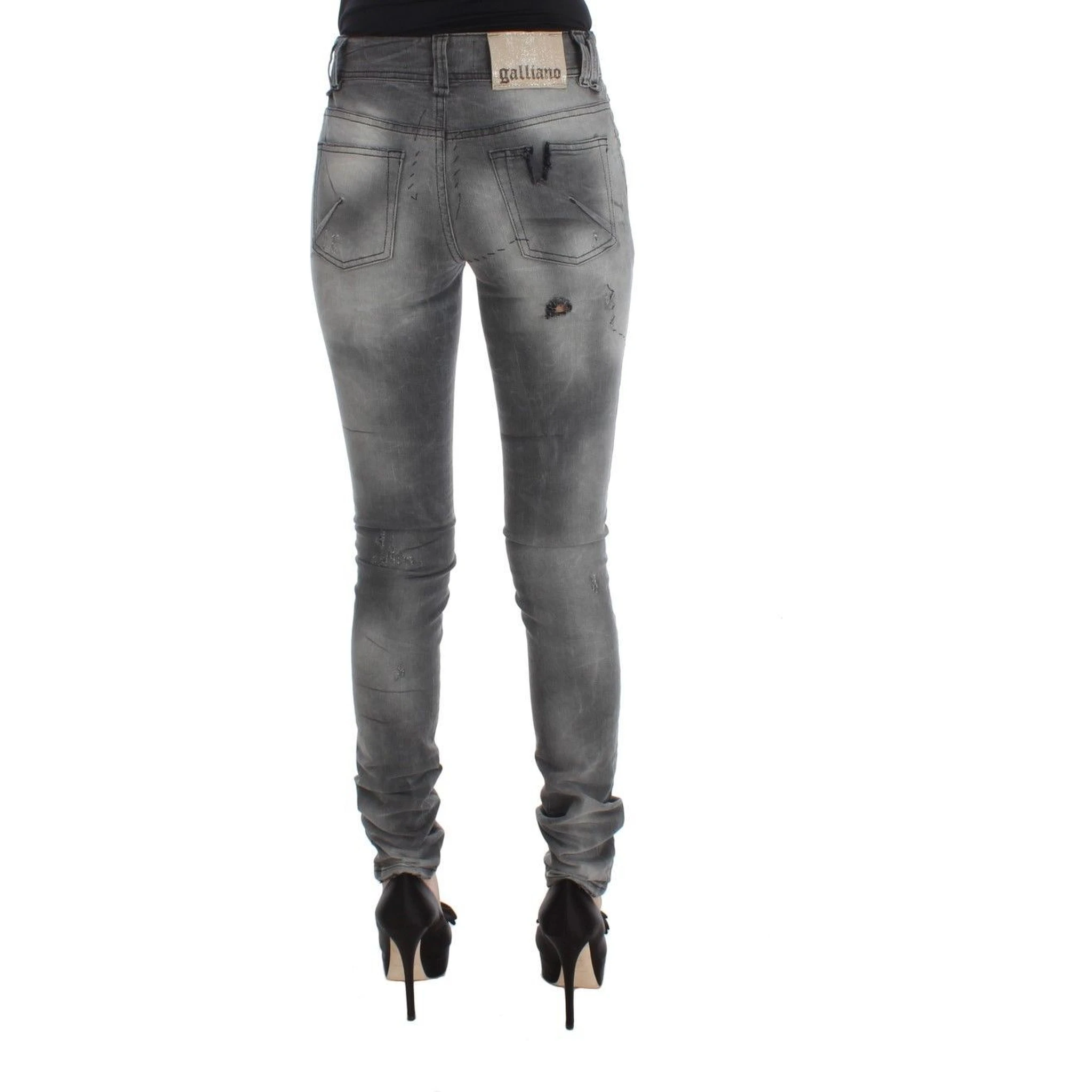 Gray Wash Cotton Blend Slim Fit Denim Jeans Pants