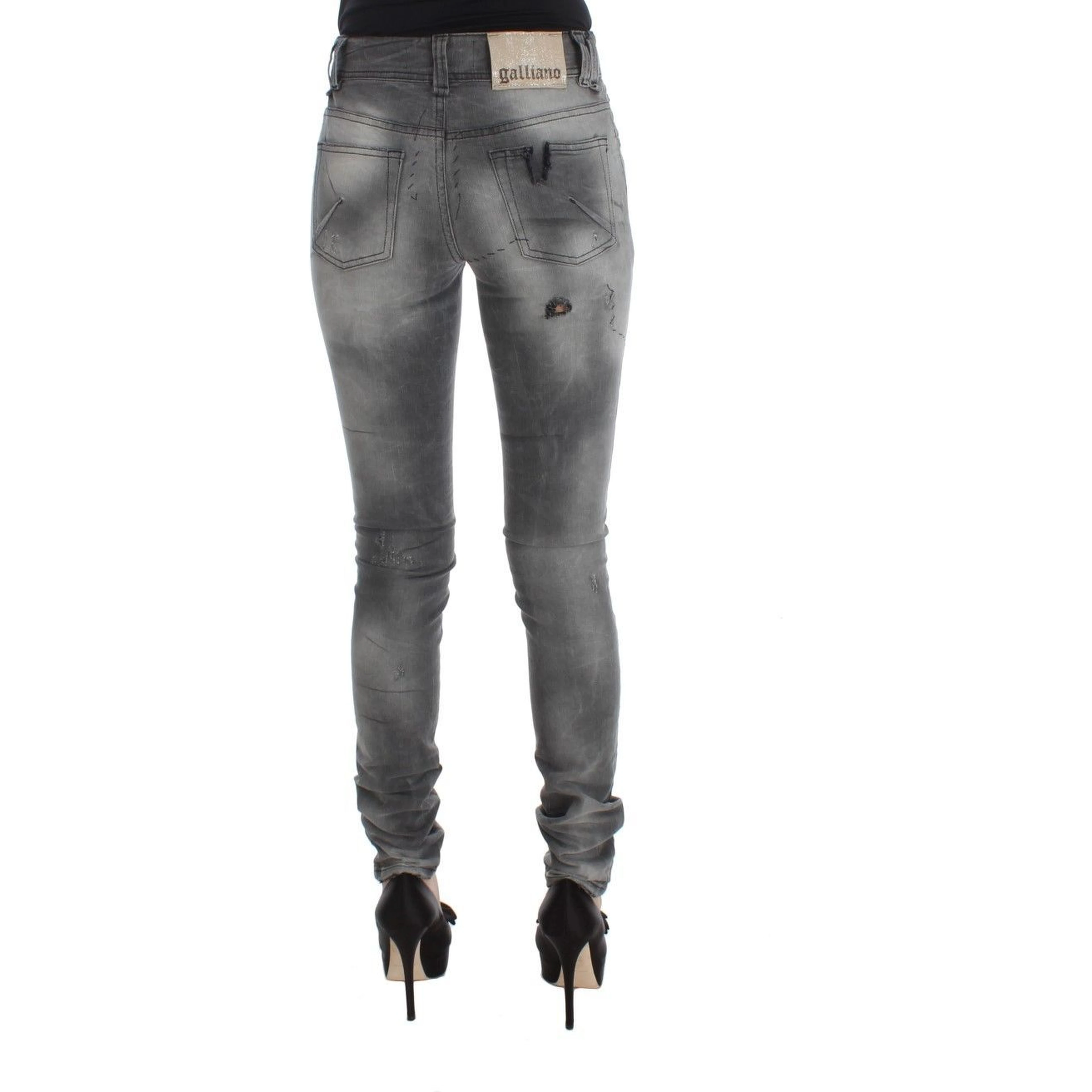 Gray Wash Cotton Blend Slim Fit Denim Jeans Pants