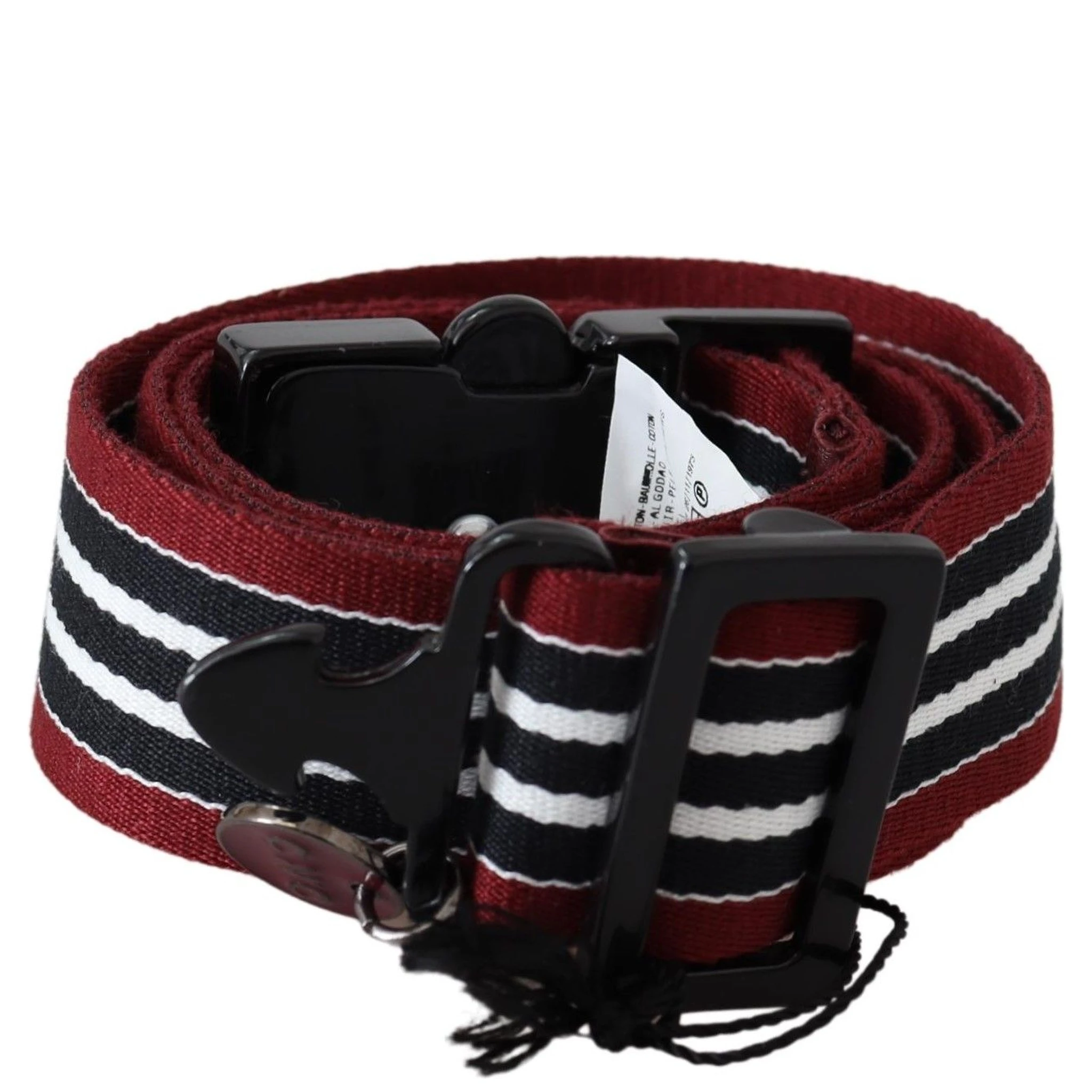 Maroon Black Stripe Silver Black Buckle Belt