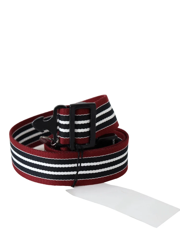 Maroon Black Stripe Silver Black Buckle Belt alternative