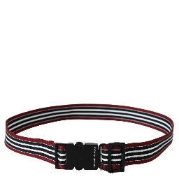 Maroon Black Stripe Silver Black Buckle Belt