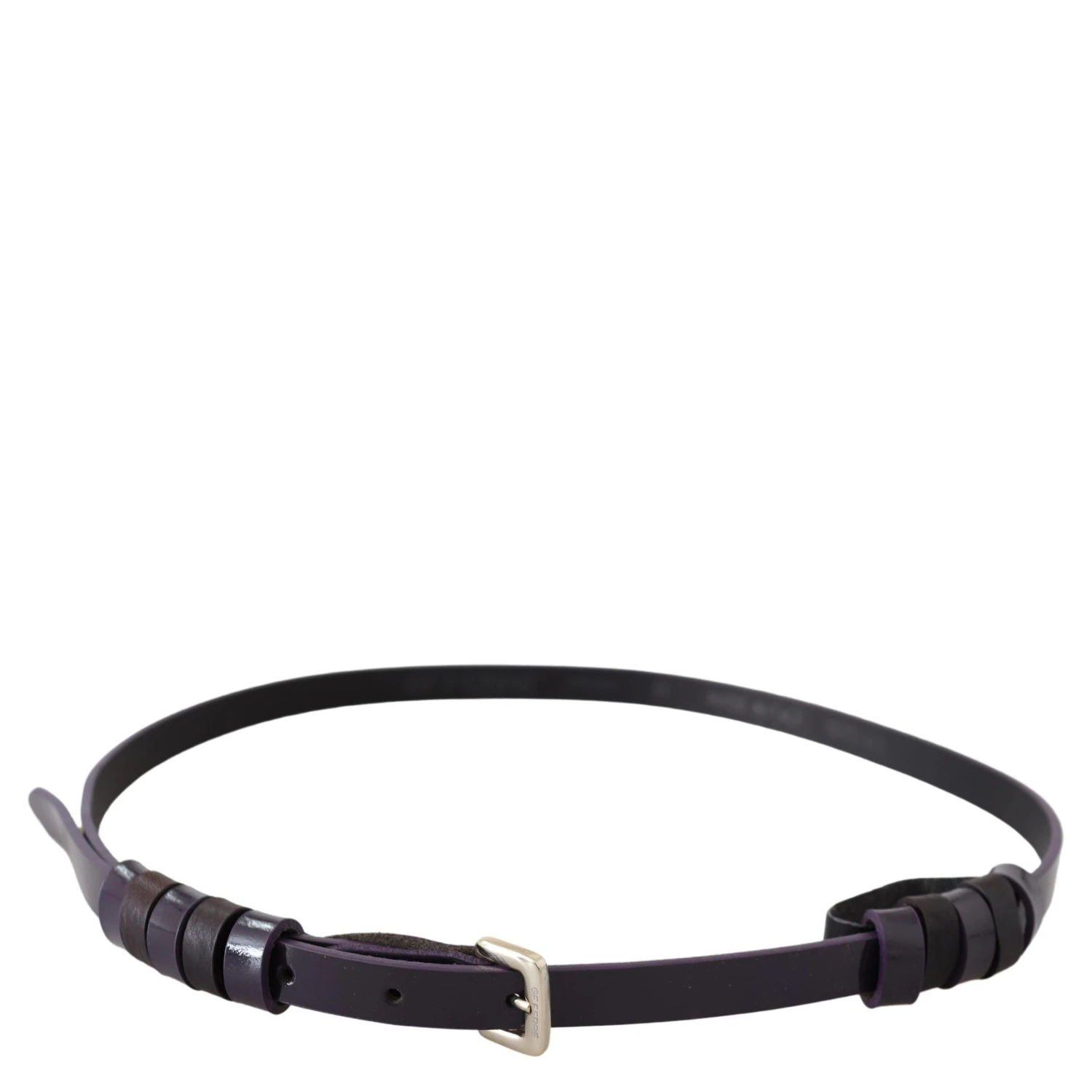 Black Leather Thin Gold Metal Chrome Buckle Belt