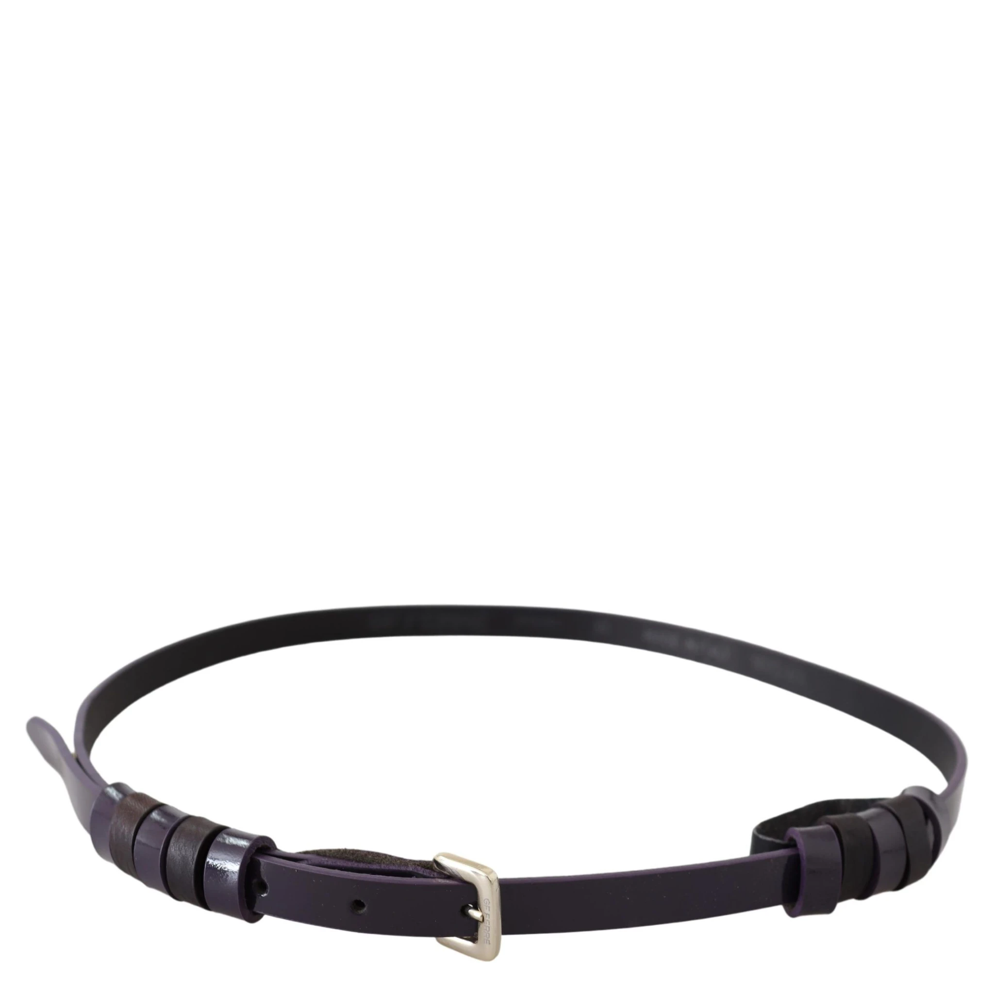Black Leather Thin Gold Metal Chrome Buckle Belt