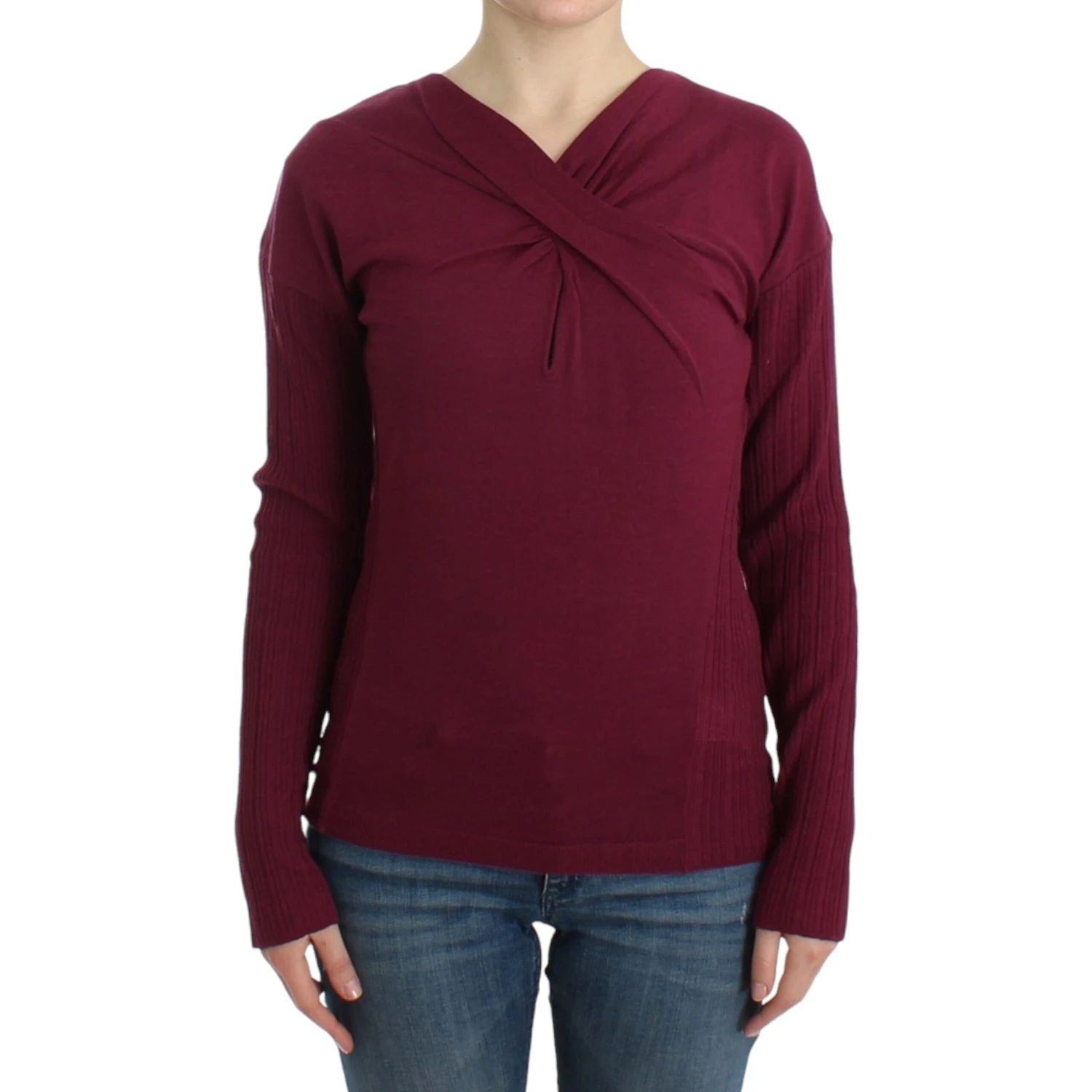 Purple knitted wool sweater