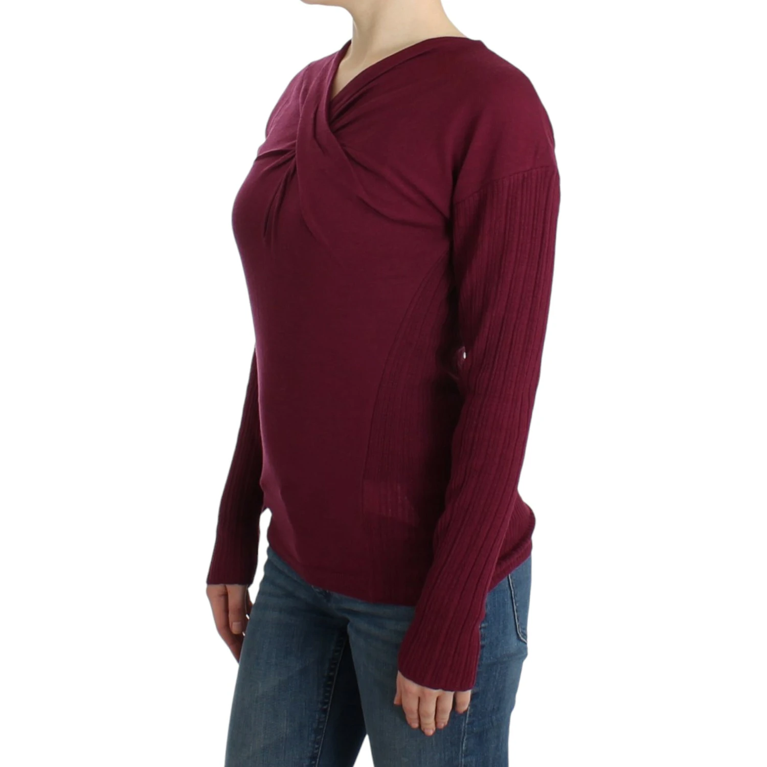 Purple knitted wool sweater