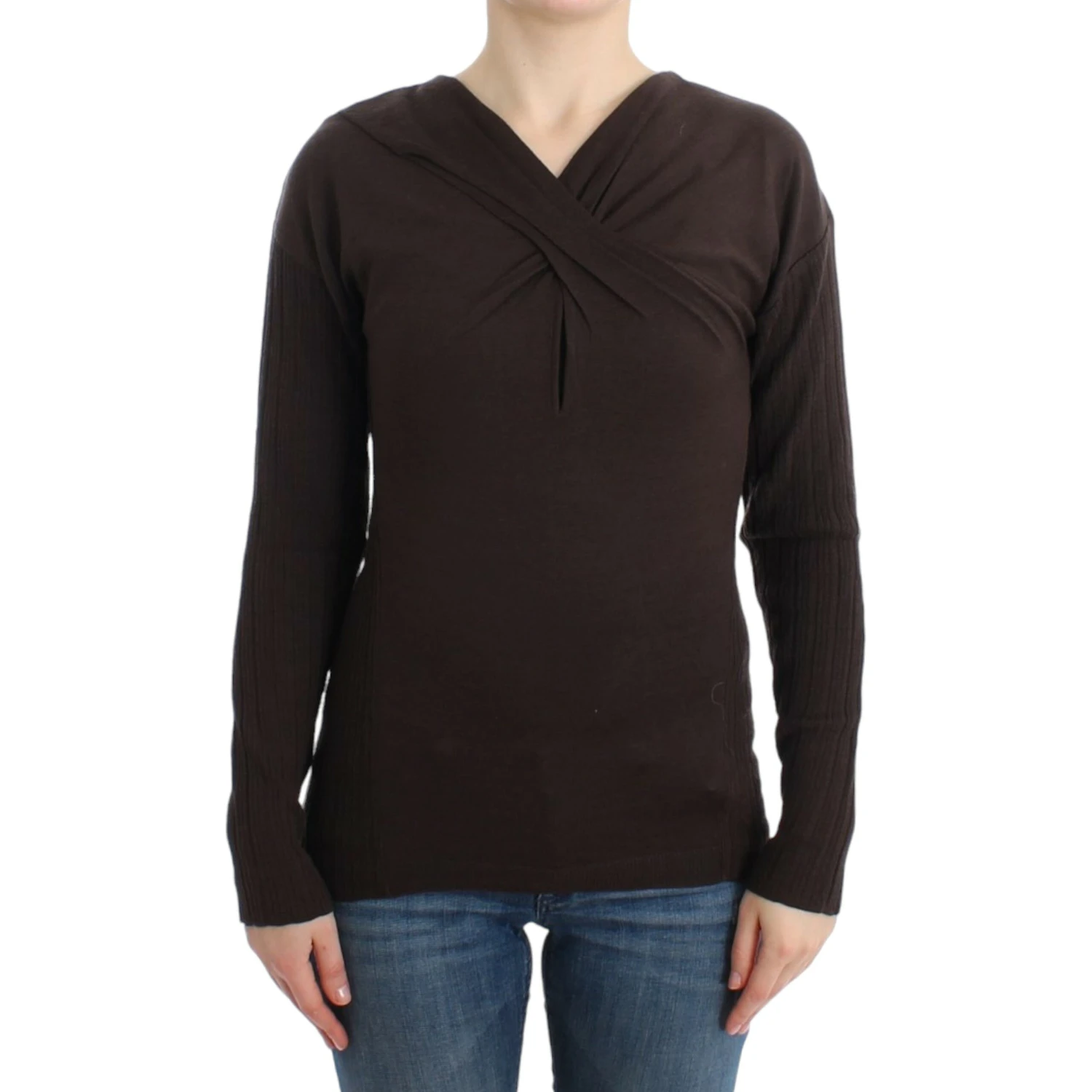 Brown knitted wool sweater