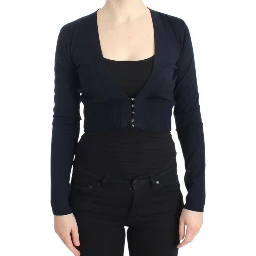 Blue cropped wool cardigan