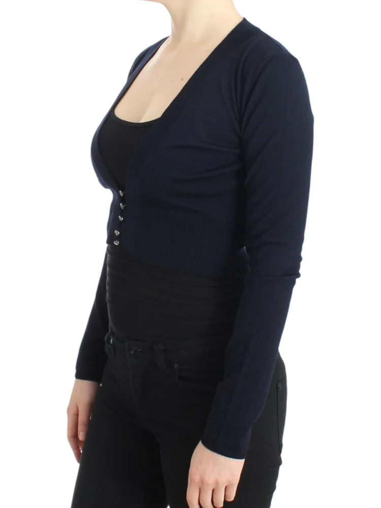 Blue cropped wool cardigan alternative