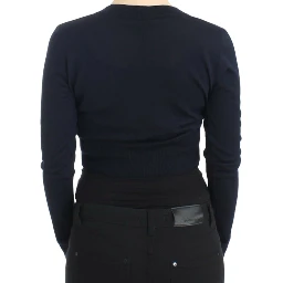 Blue cropped wool cardigan