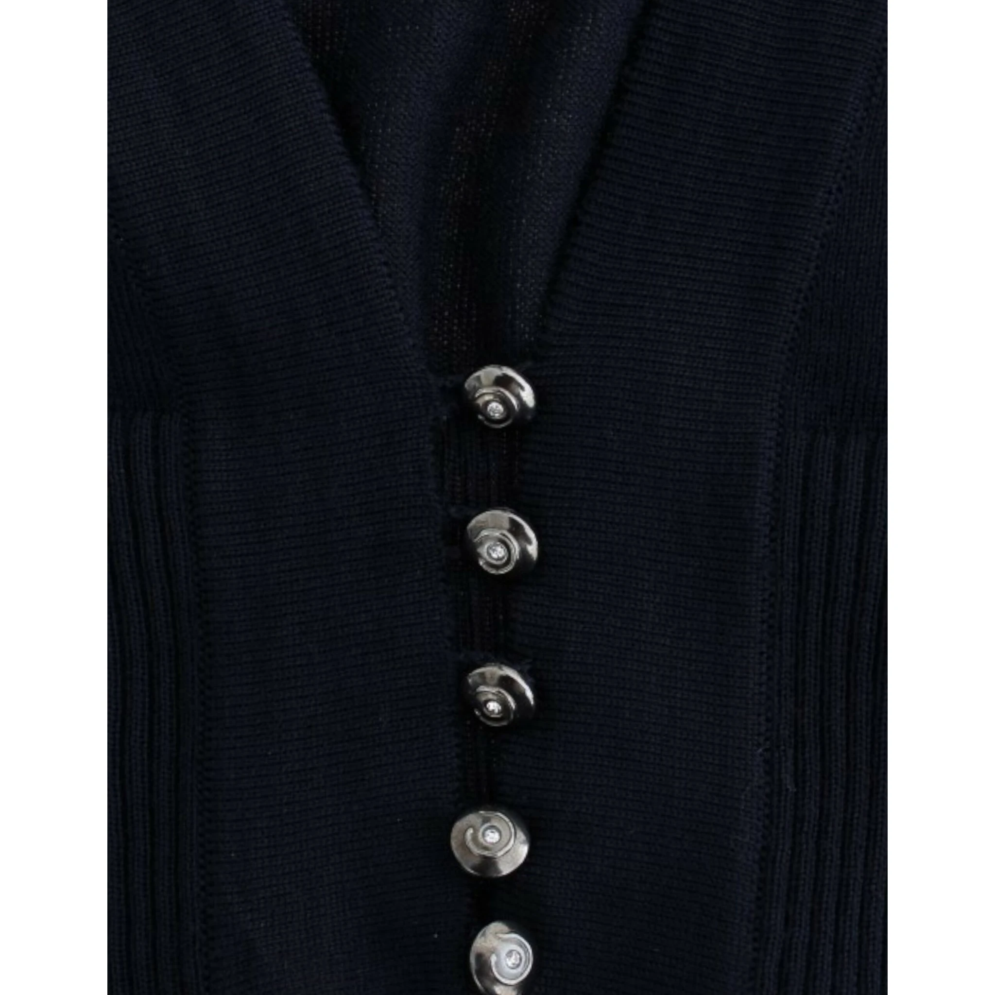 Blue cropped wool cardigan