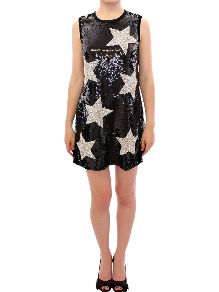 Masterpiece black crystal swarovski stars sheath dress
