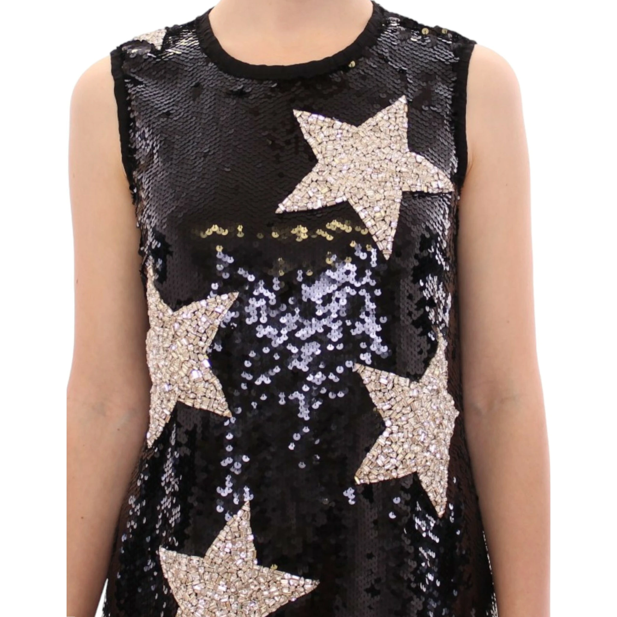 Masterpiece black crystal swarovski stars sheath dress