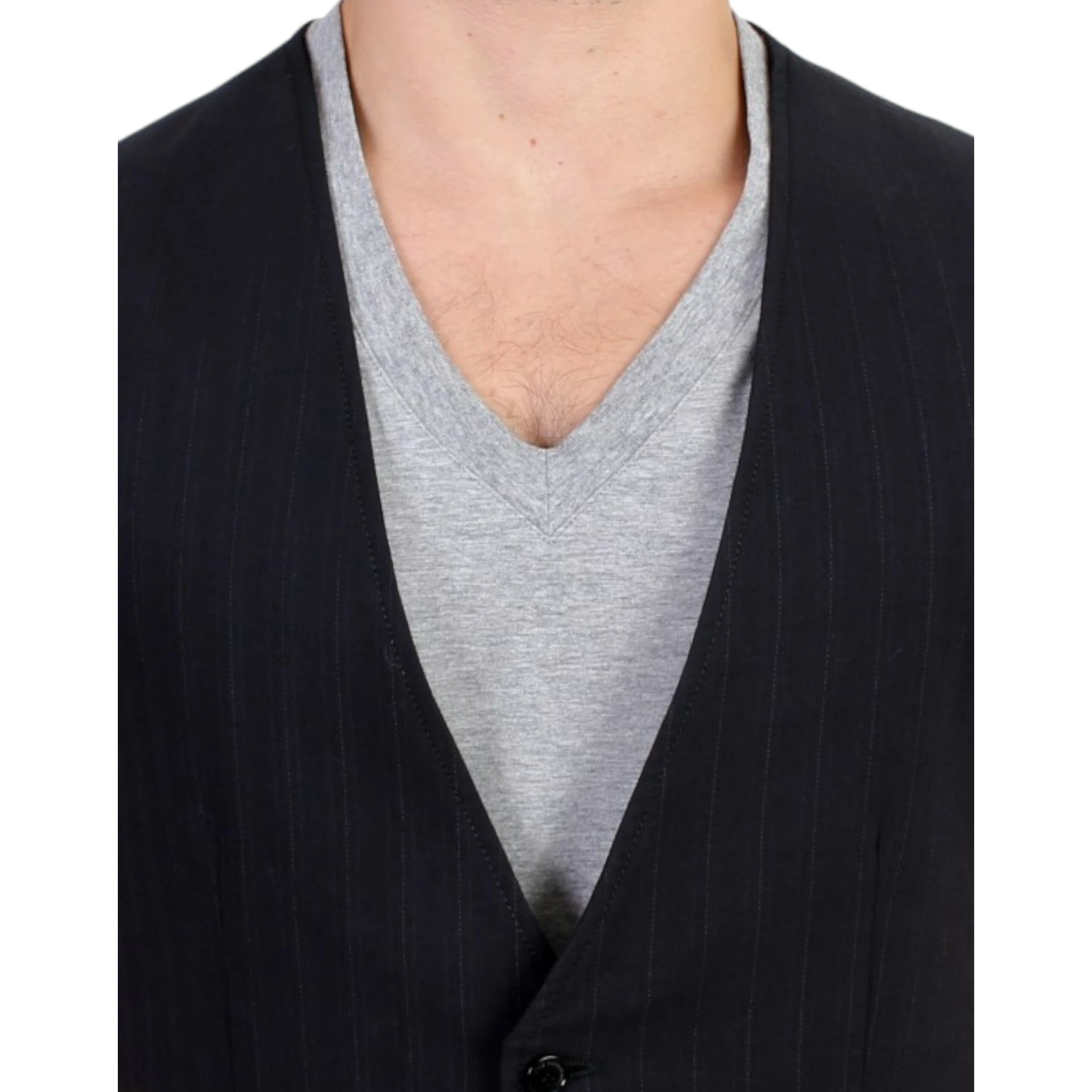 Black striped cotton casual vest