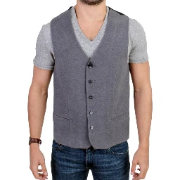 Gray cotton blend casual vest