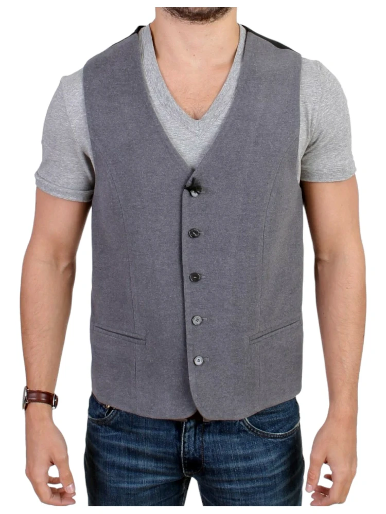 Gray cotton blend casual vest