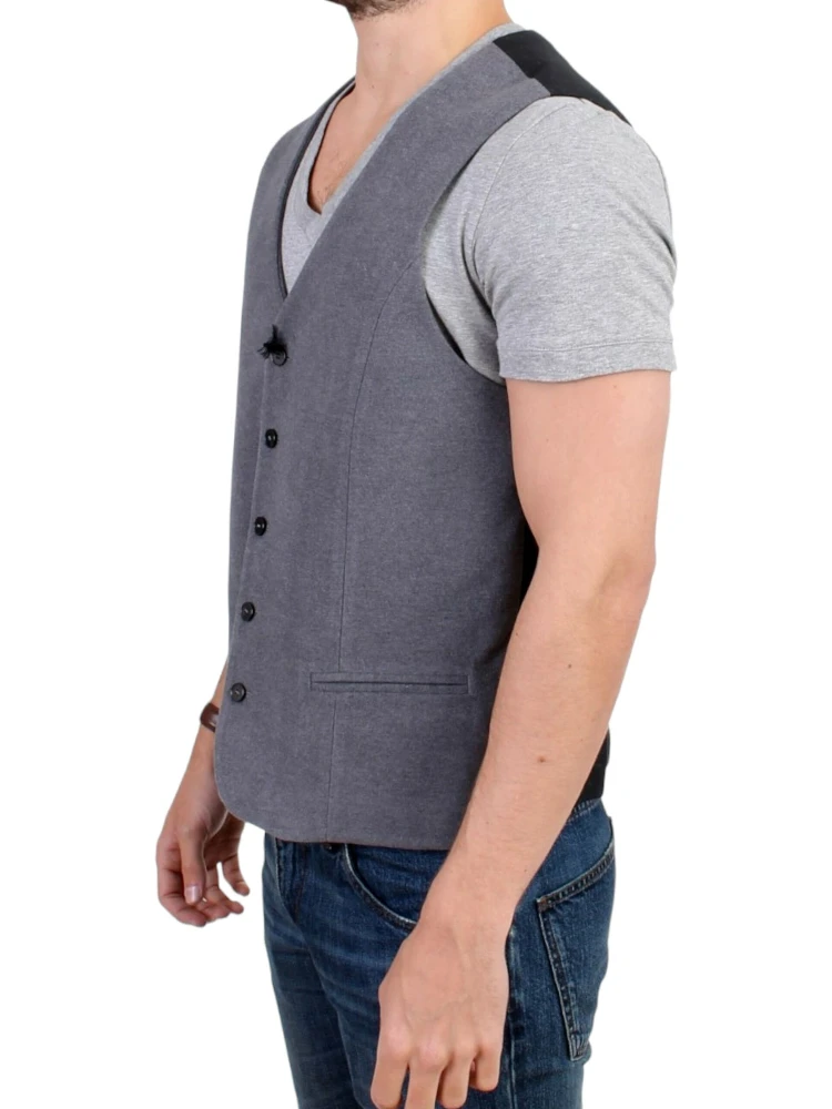 Gray cotton blend casual vest alternative
