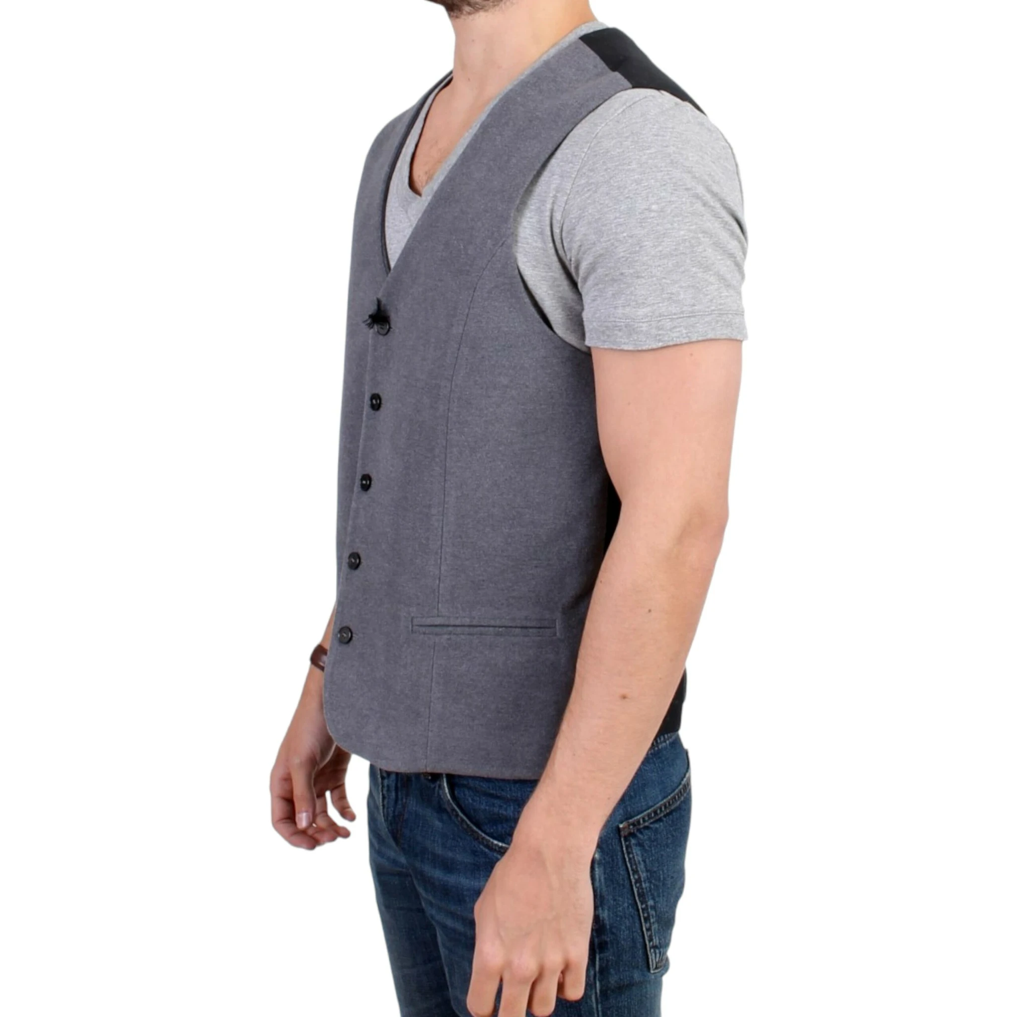 Gray cotton blend casual vest