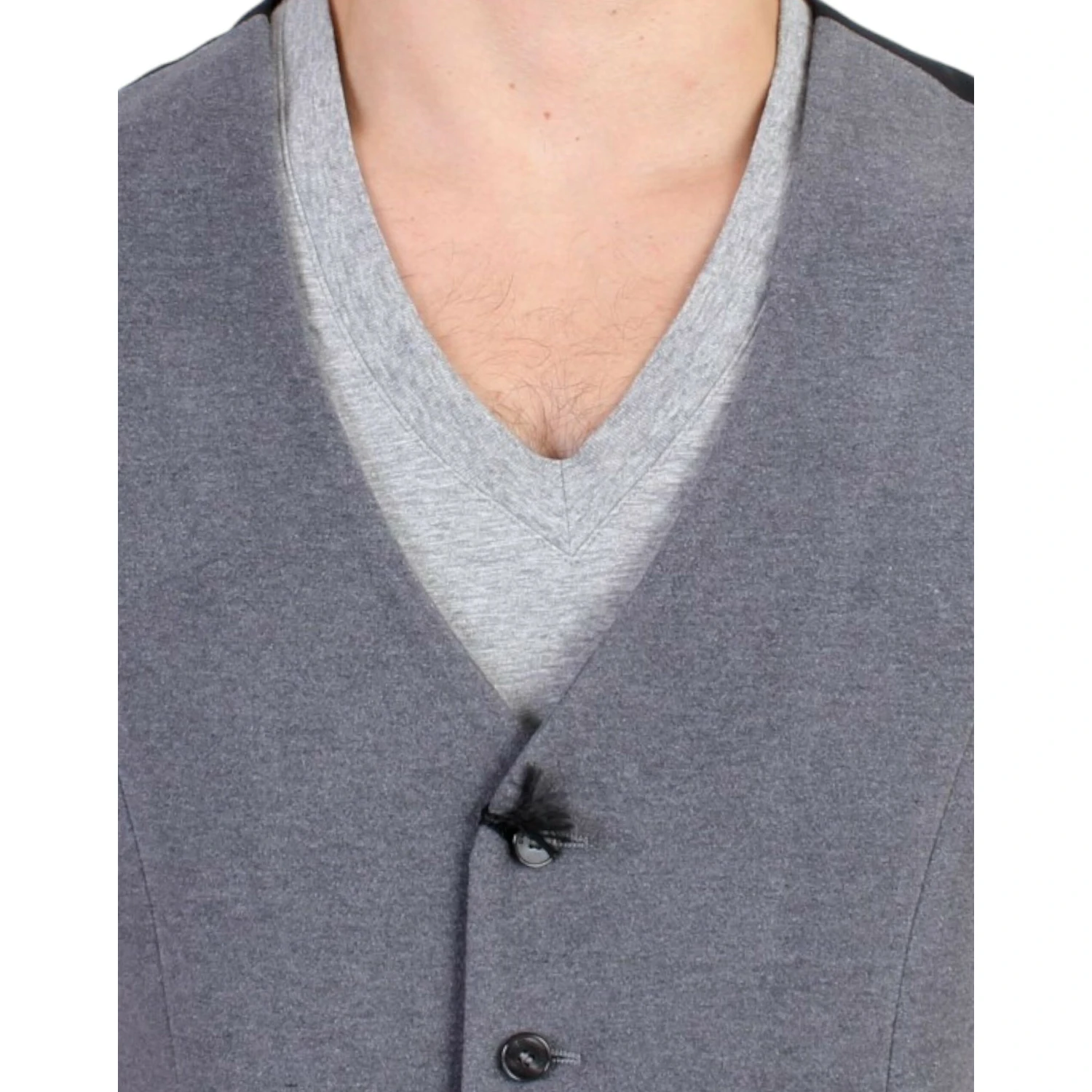Gray cotton blend casual vest