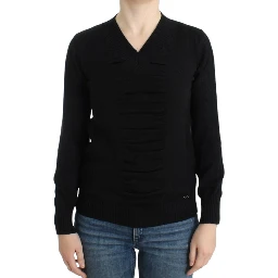 Black V-neck wool sweater