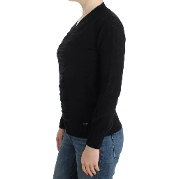 Black V-neck wool sweater
