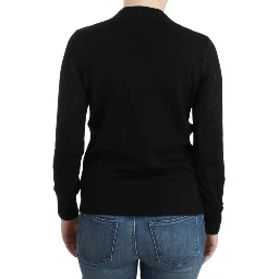 Black V-neck wool sweater