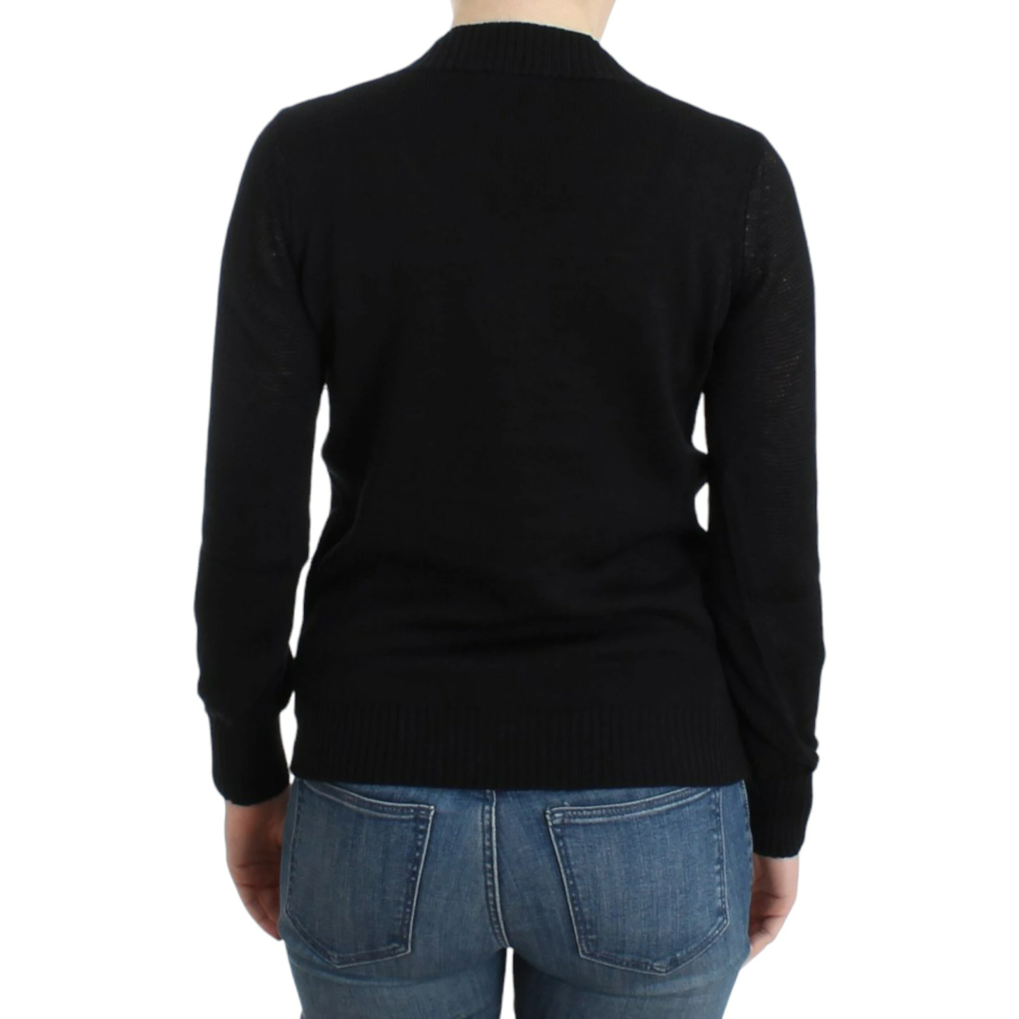 Black V-neck wool sweater